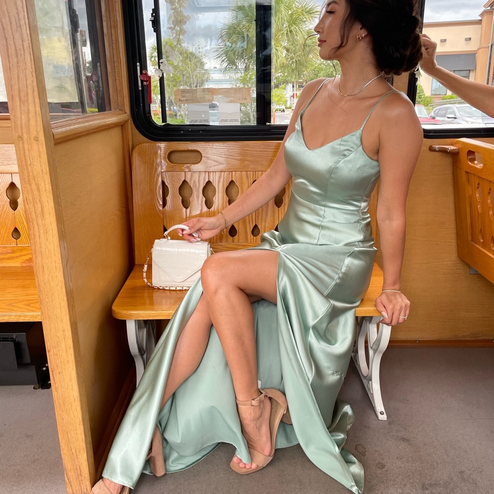 Birdy Grey - XS Jay Satin Dress in Sage